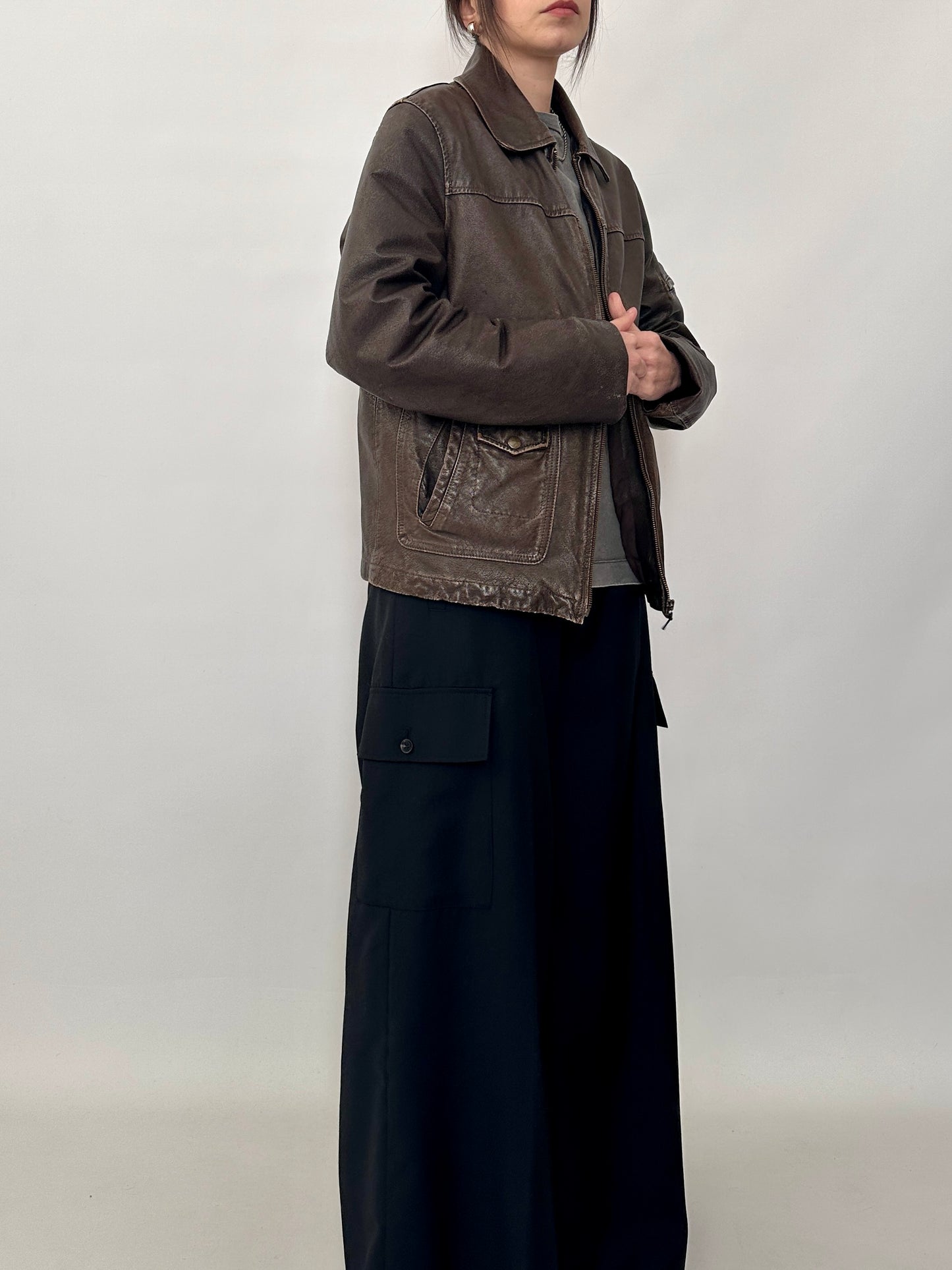 Genuine leather distressed jacket