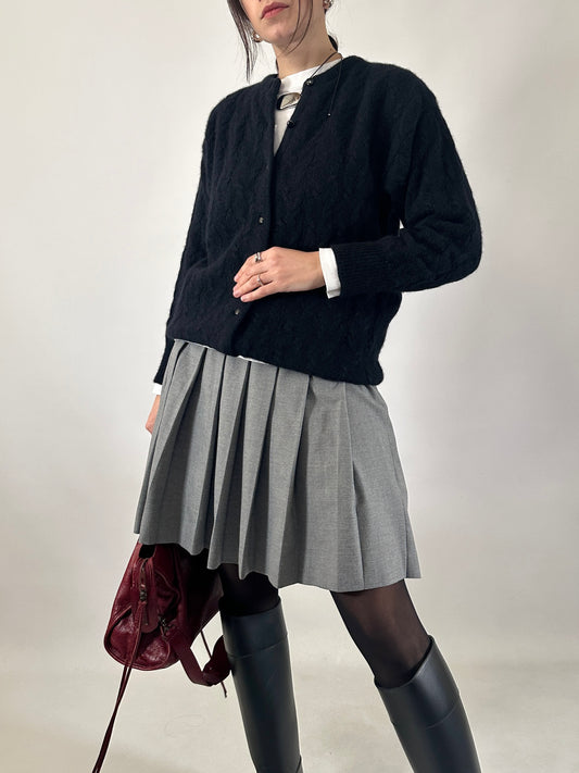 Vintage black mohair knit cardigan