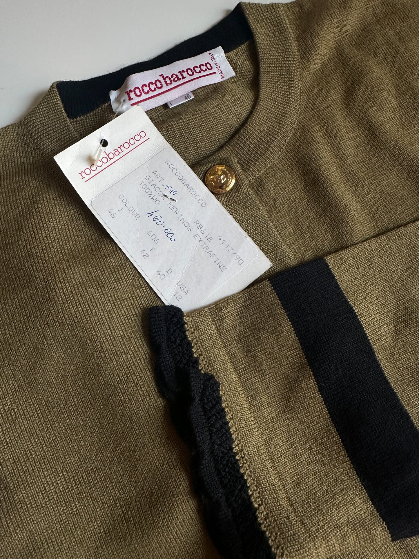 Vintage Roccobarocco merino cardigan - new with tag