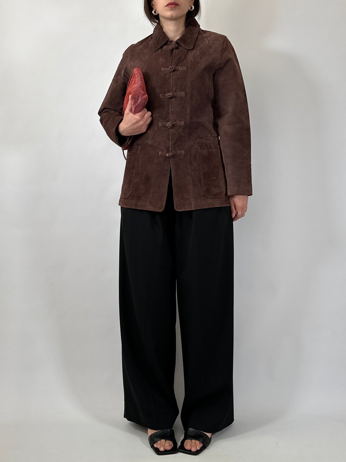 Leather Jacket with Frog Closure