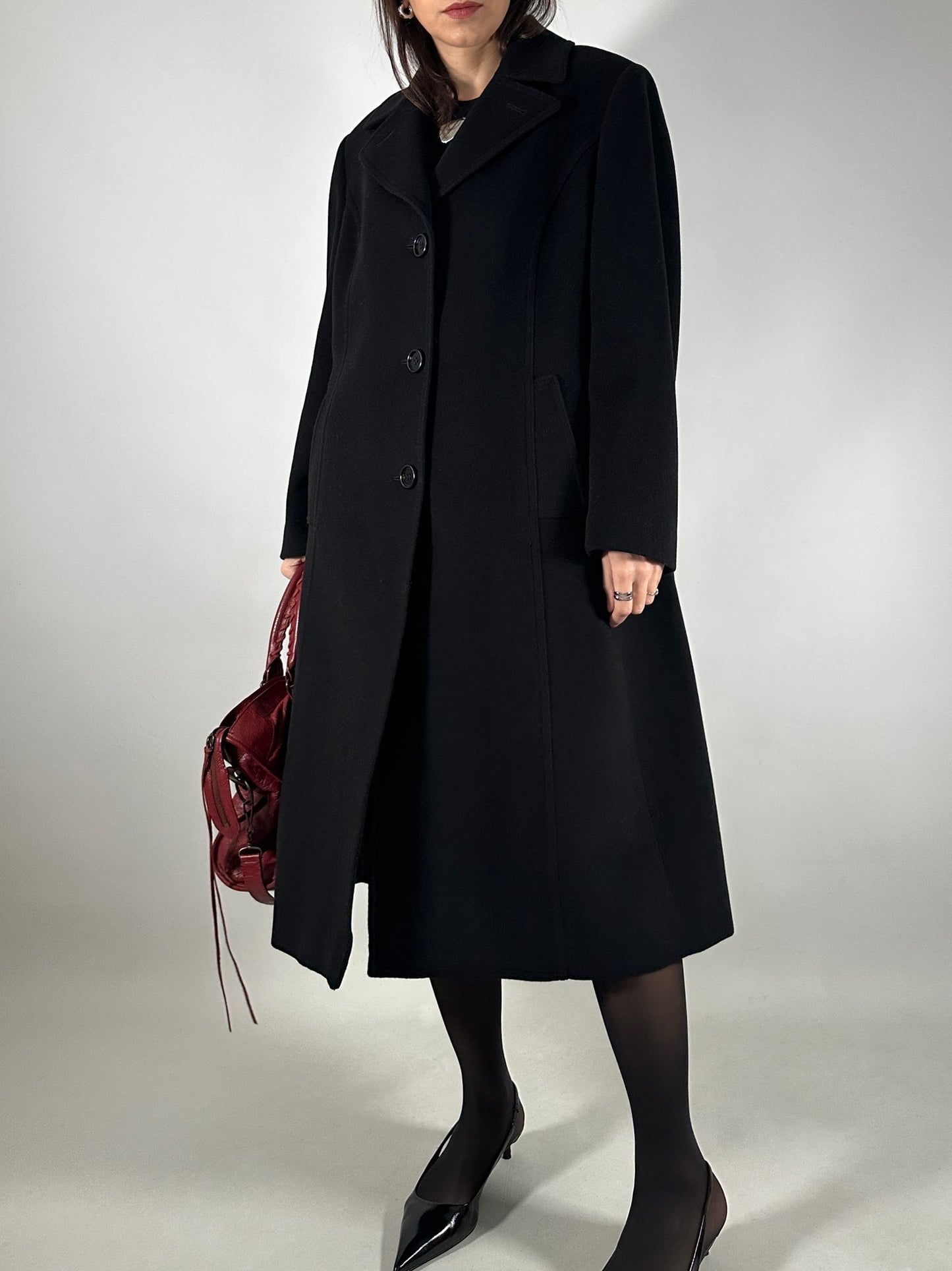 Vintage Classic Black Wool Coat