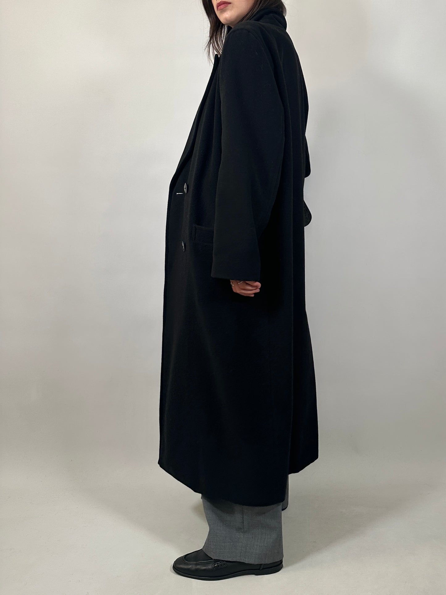Vintage Long Black Wool Coat