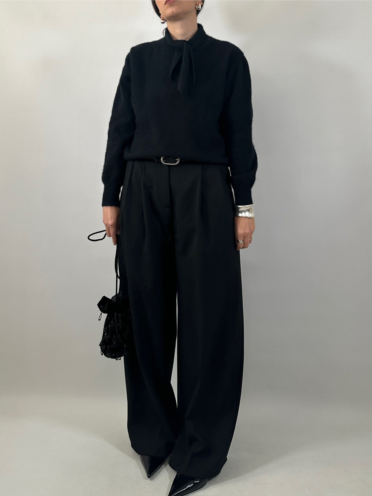 Soft Angora Bow Neck Sweater