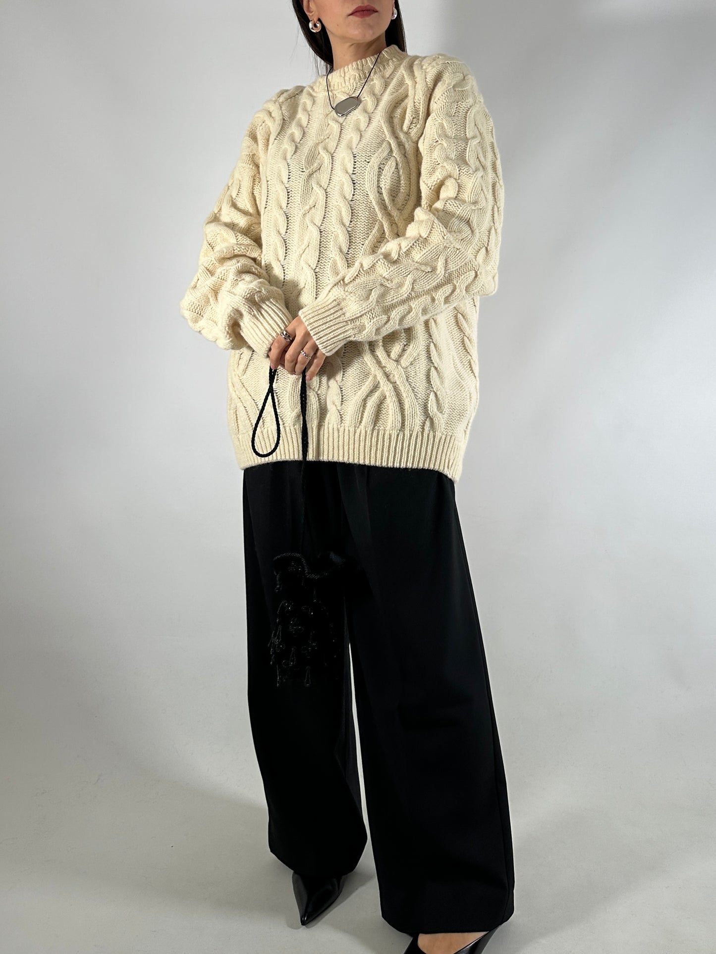 Vintage Cable Knit Wool Sweater