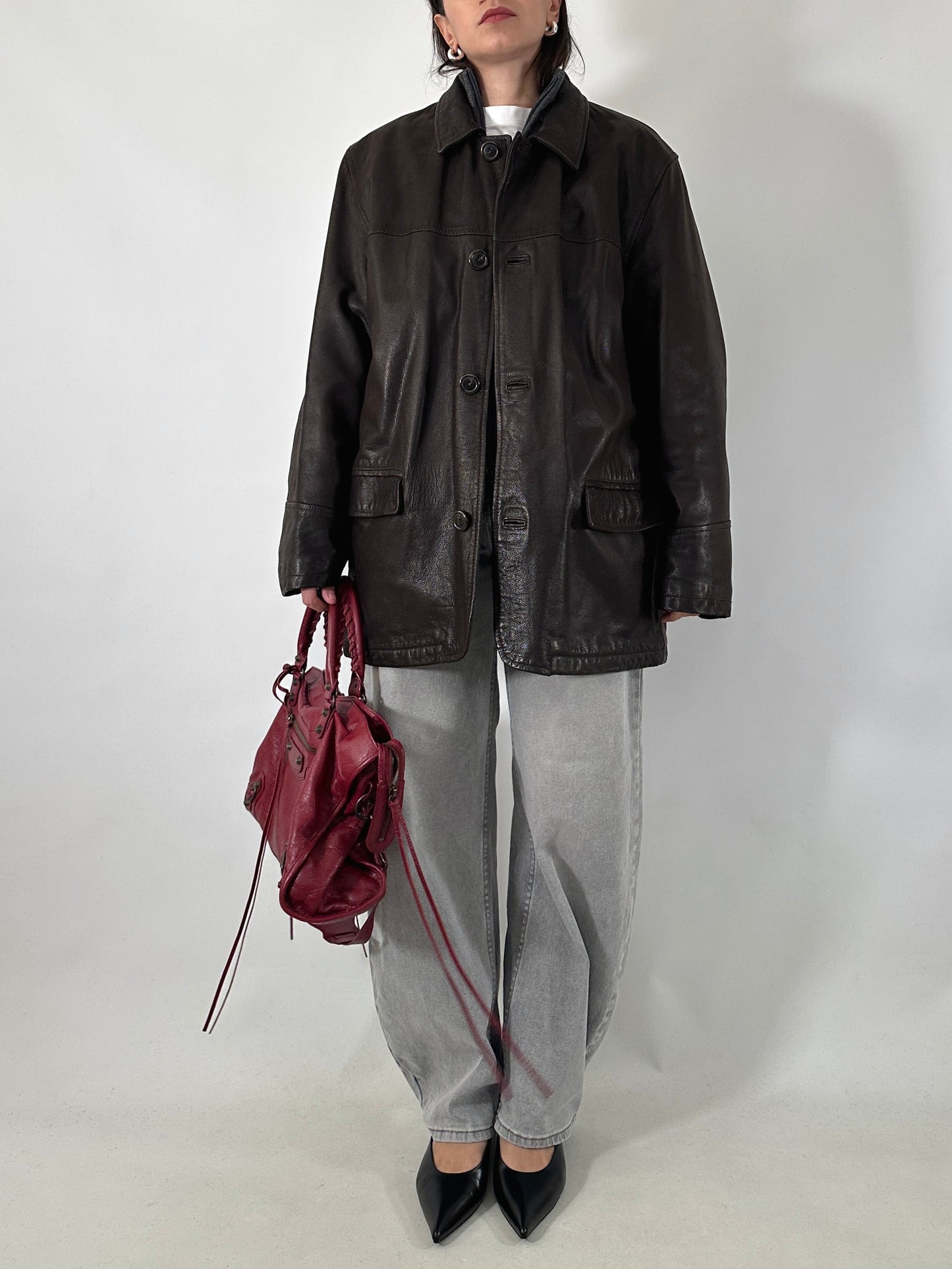 Soft leather coat with warm lining