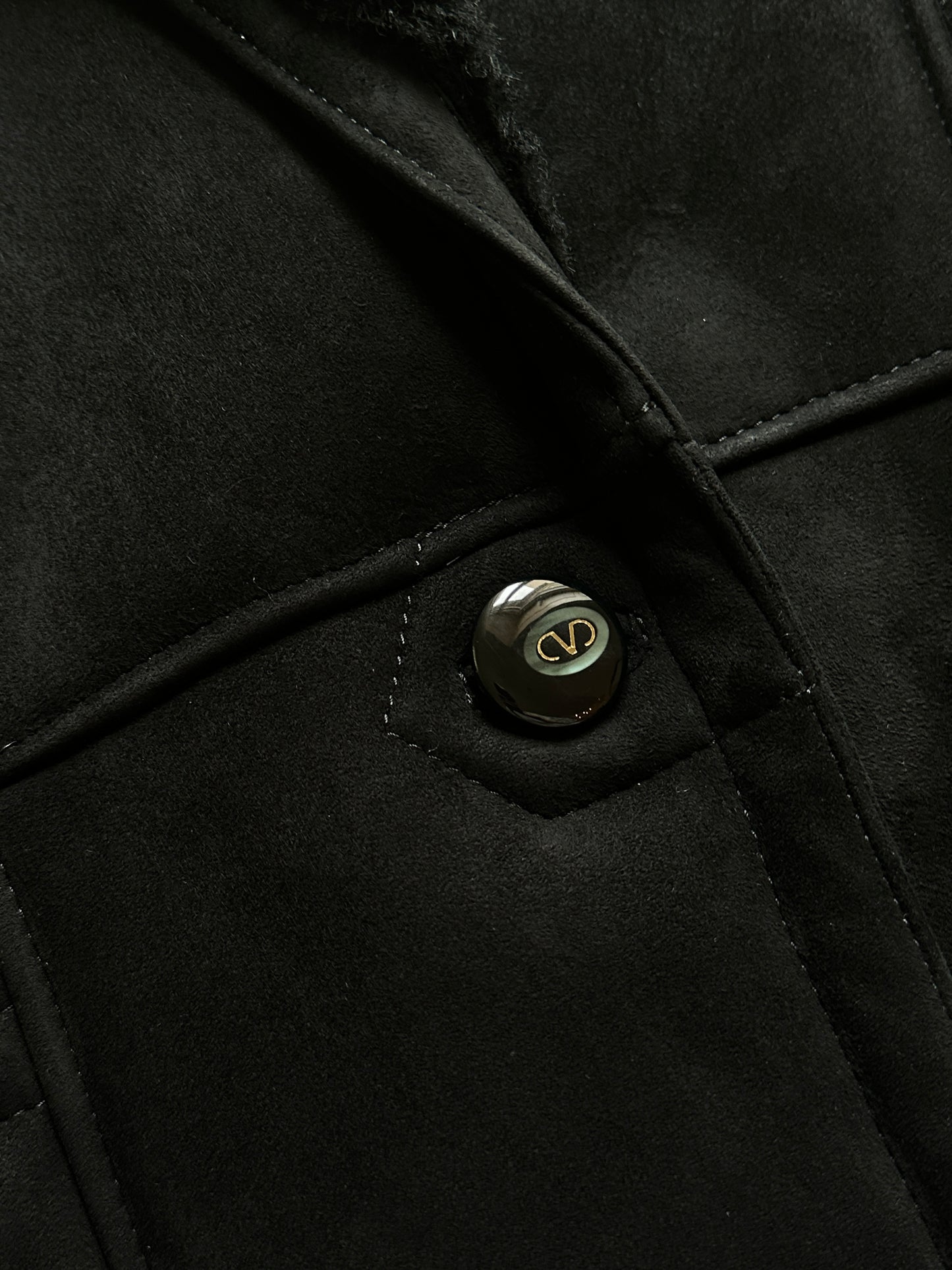 Black Suede Shearling Coat