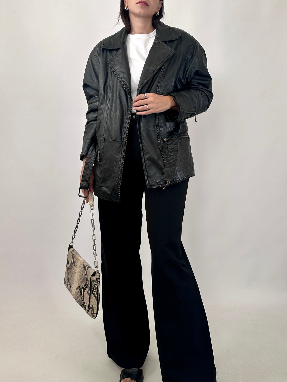 80s Belted Leather Jacket