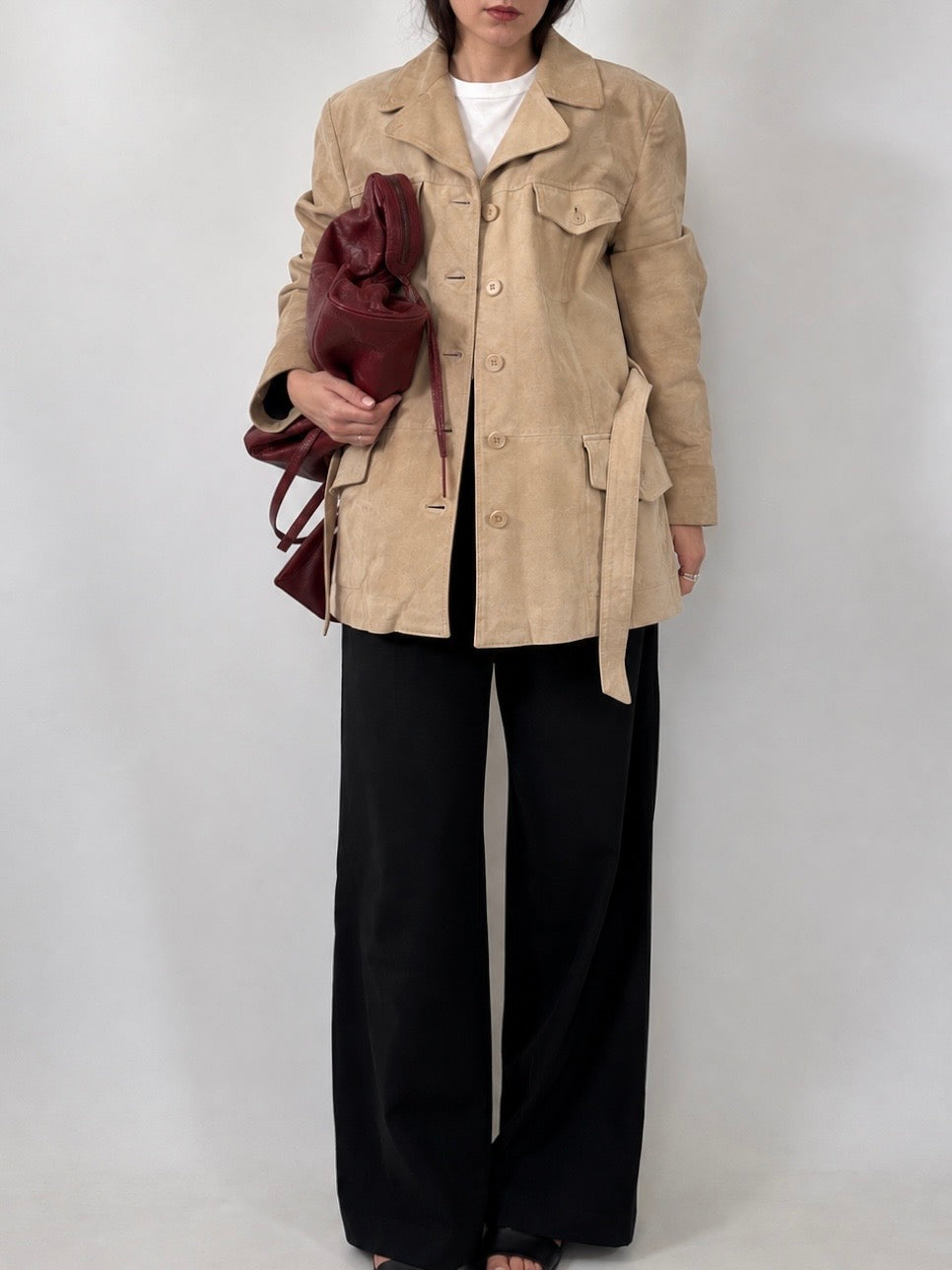 Beige Suede Safari Jacket