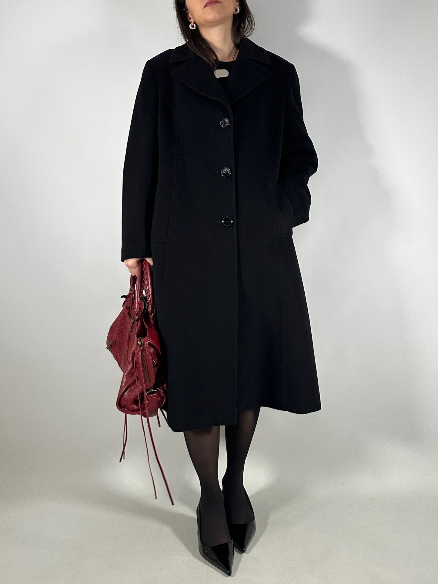 Vintage Classic Black Wool Coat