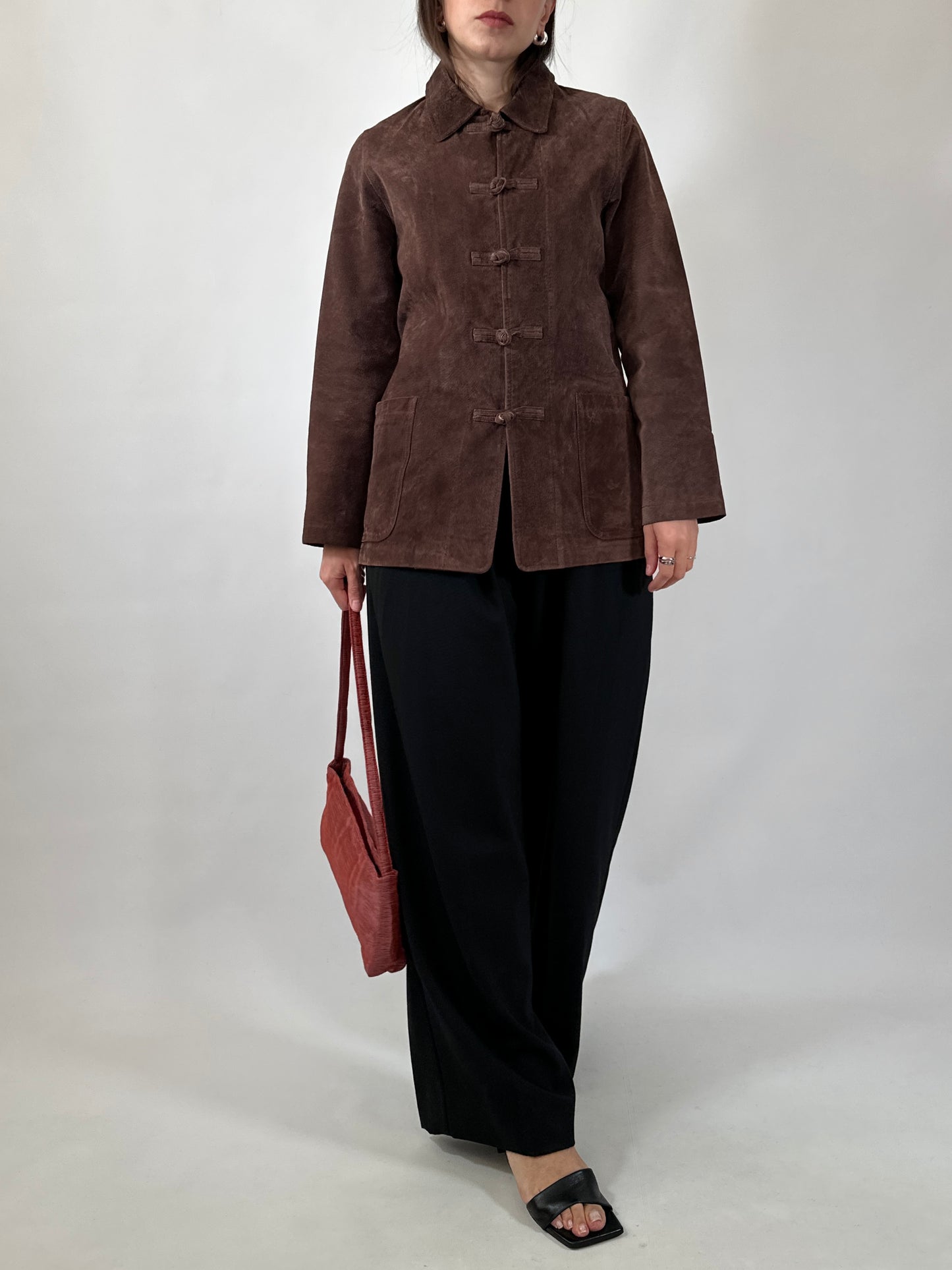 Leather Jacket with Frog Closure