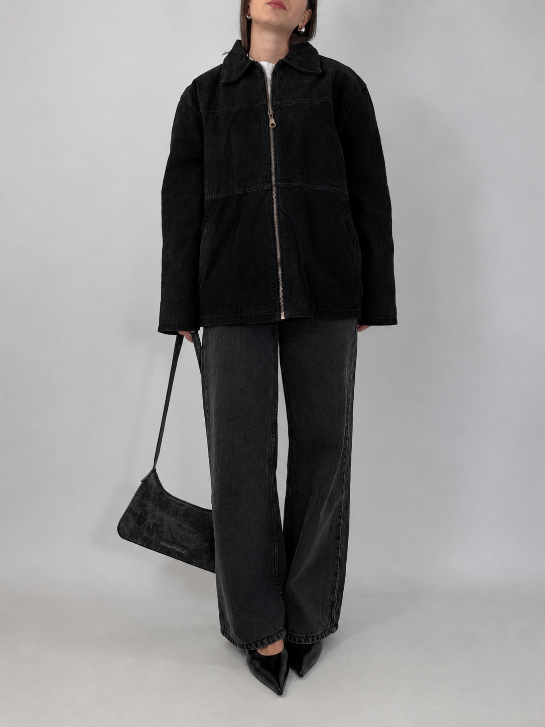 Black Suede Zip-up Jacket