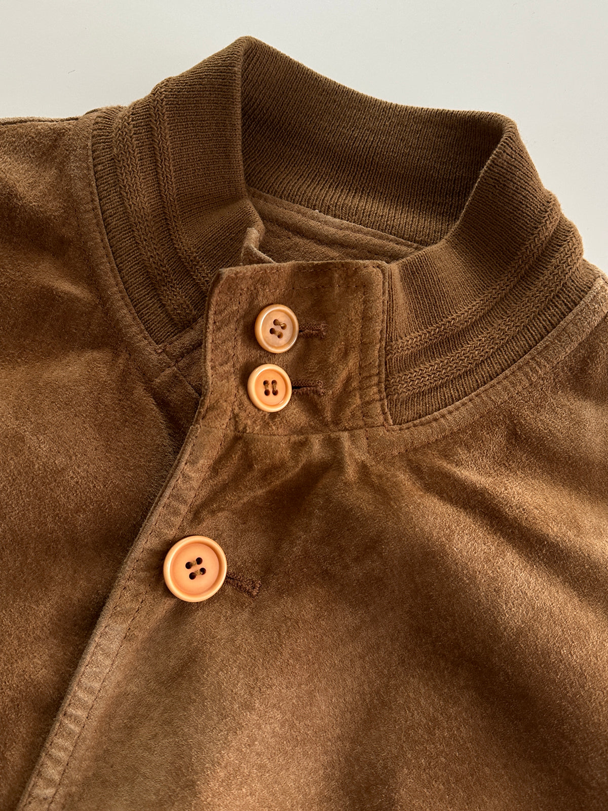 Cognac Suede Bomber Jacket