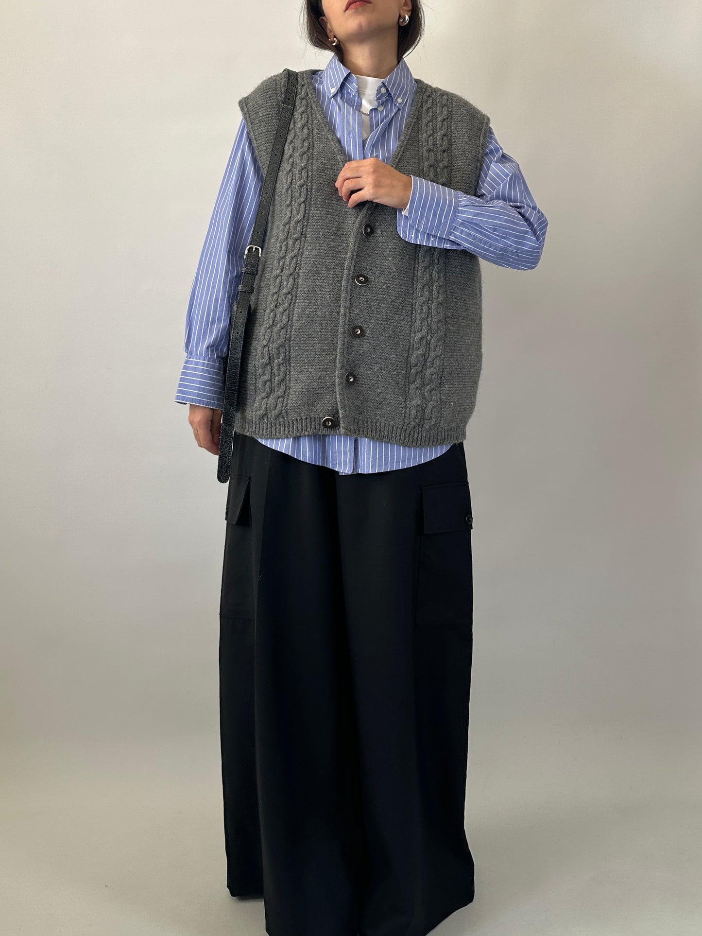 Chunky button-front knit vest