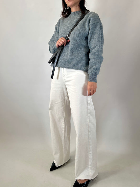 Chunky blue pure wool sweater