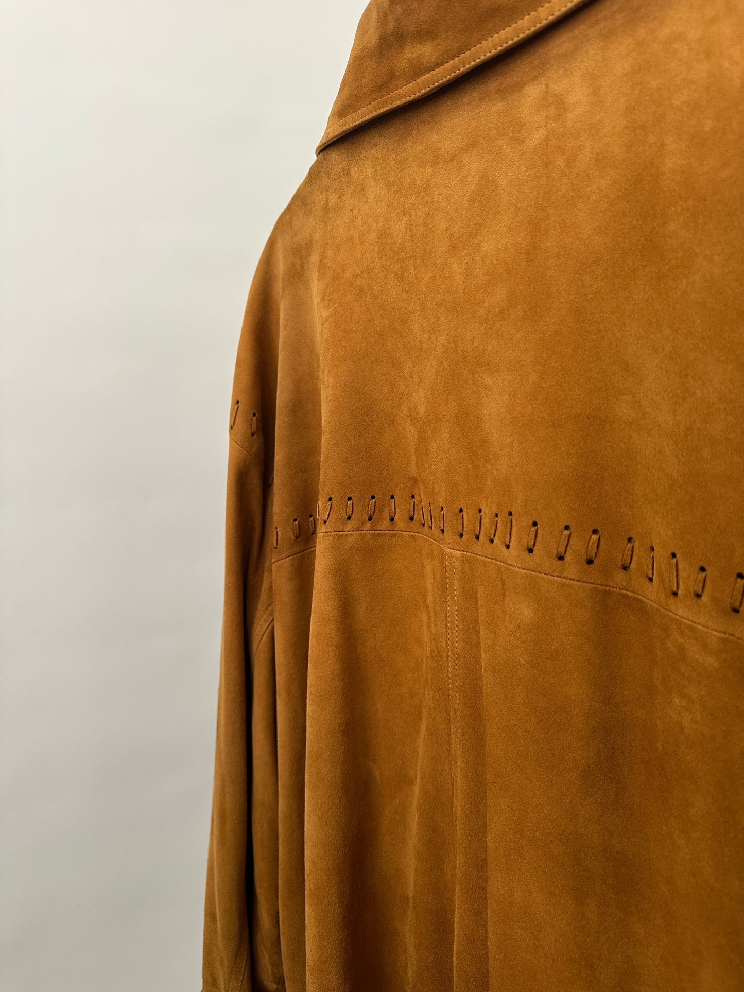 Vintage Suede Jacket with Cross-Stitch Details
