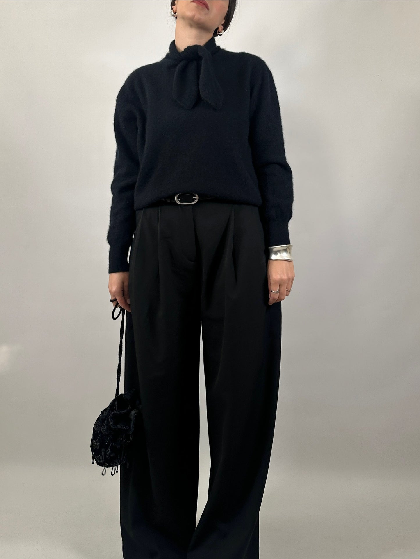 Soft Angora Bow Neck Sweater