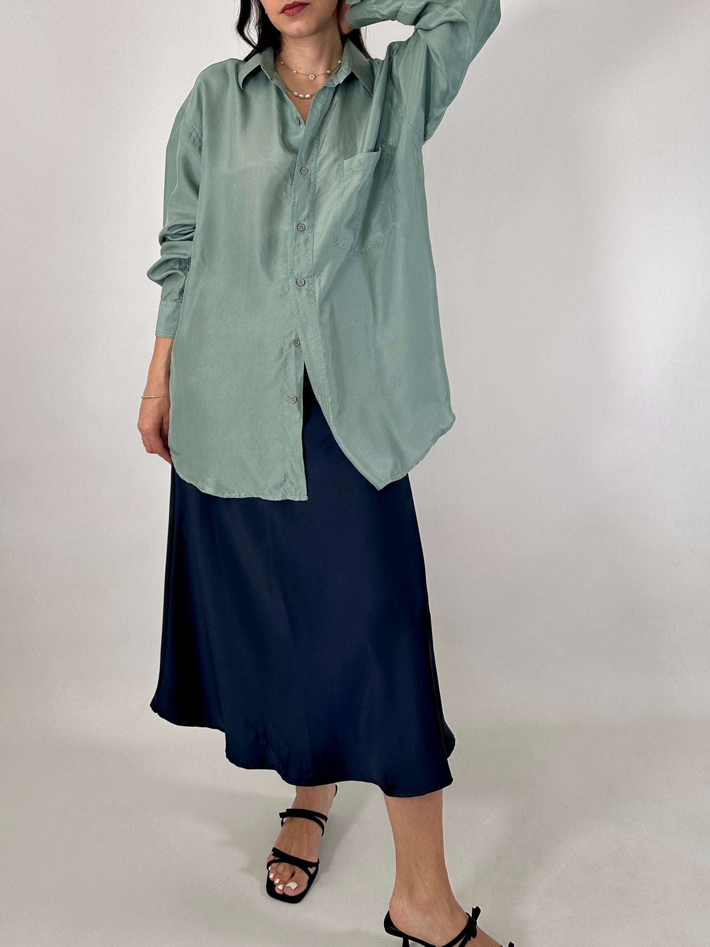 Pure silk aquamarine shirt