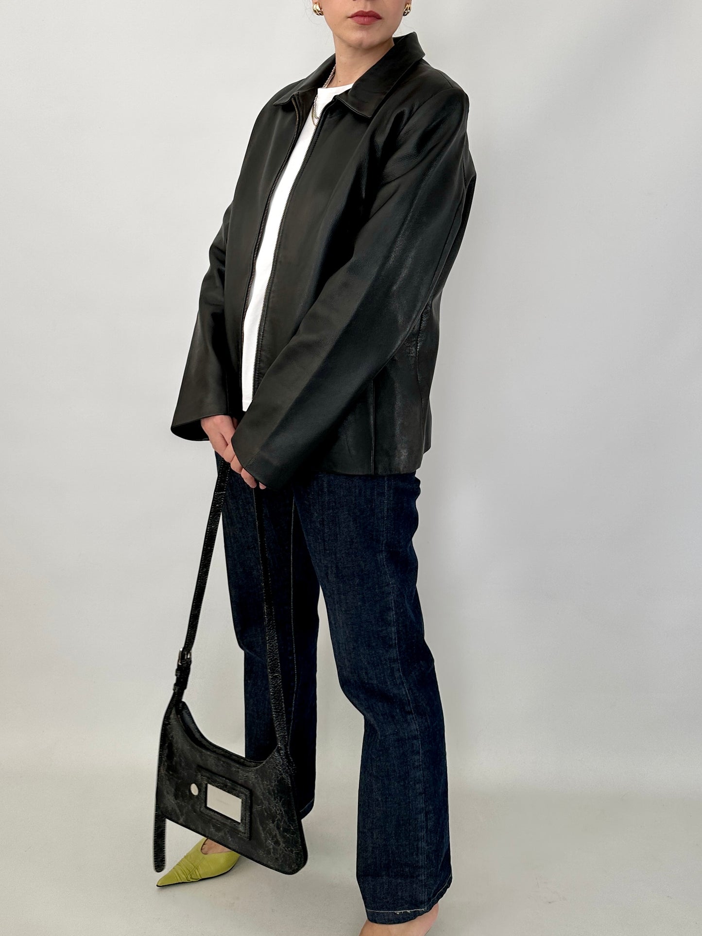 Vintage zipped leather jacket