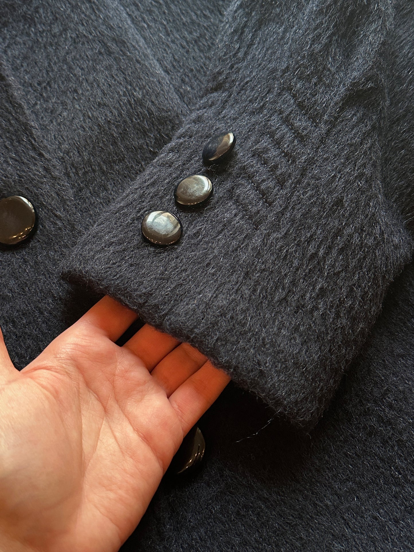 Long Blue Lama and Wool Coat