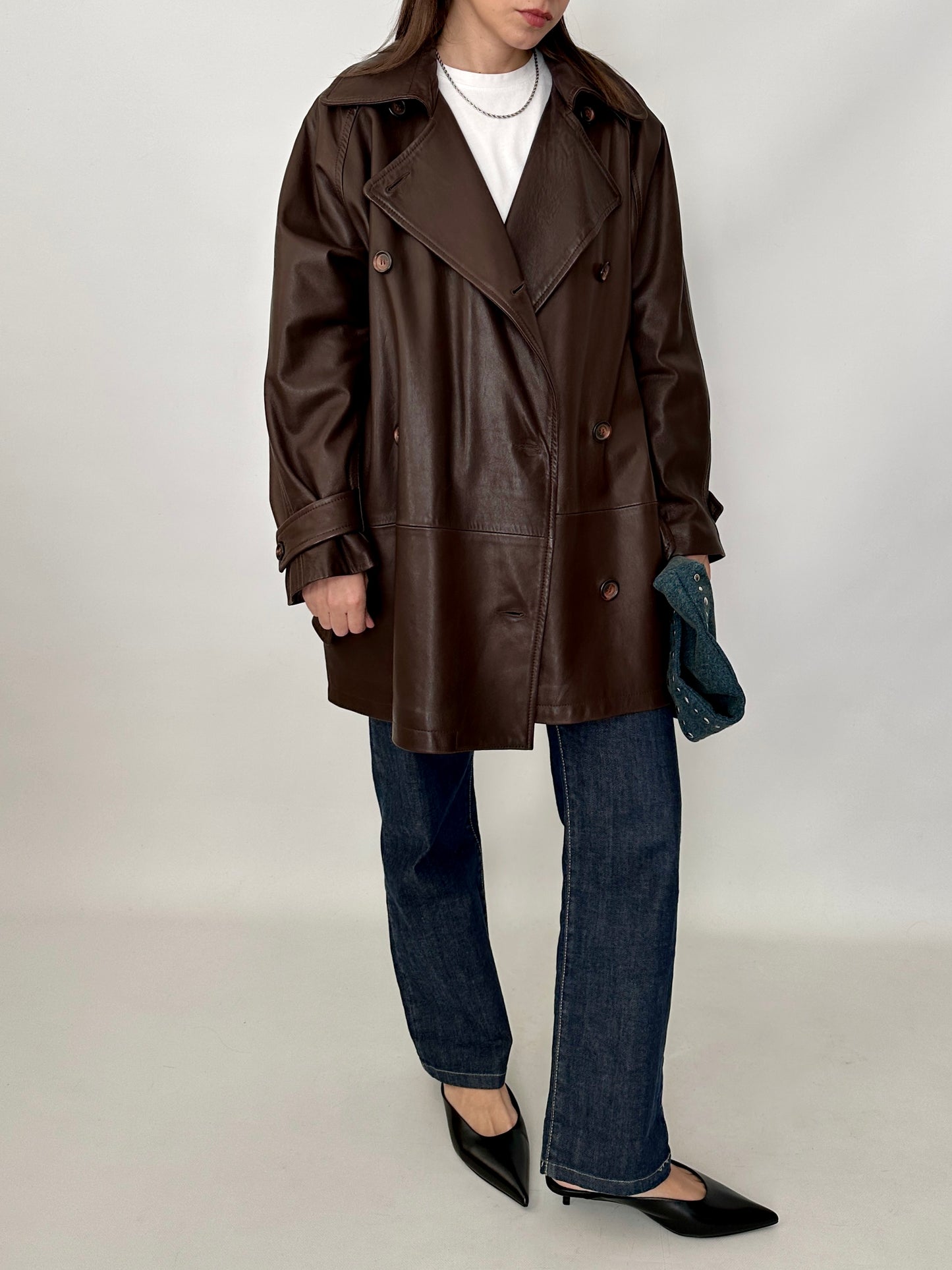 Chocolate brown soft leather caban