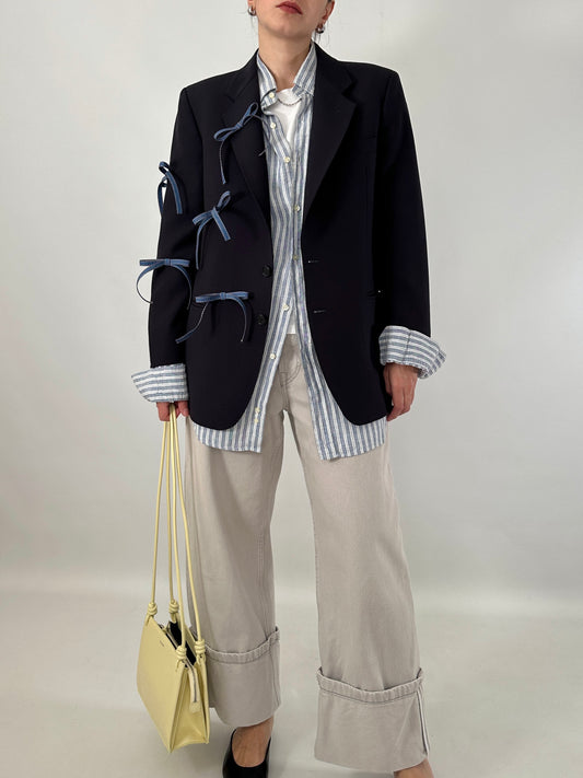 Reworked blue vintage men blazer