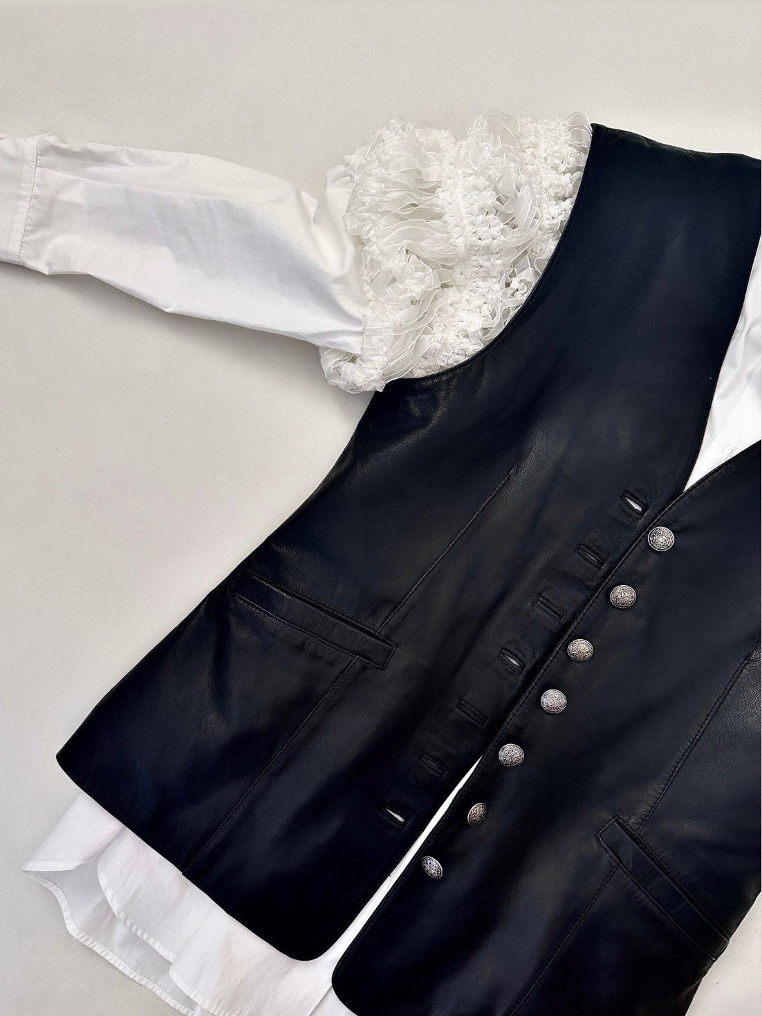 Vintage real leather waistcoat