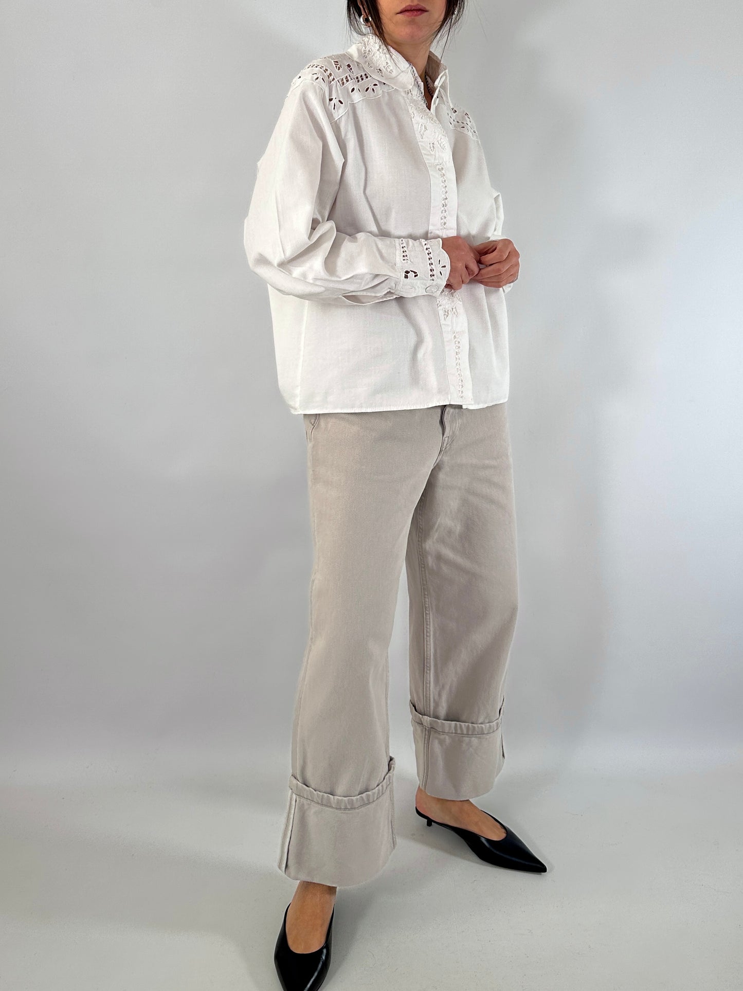 Hand-embroidered vintage white shirt