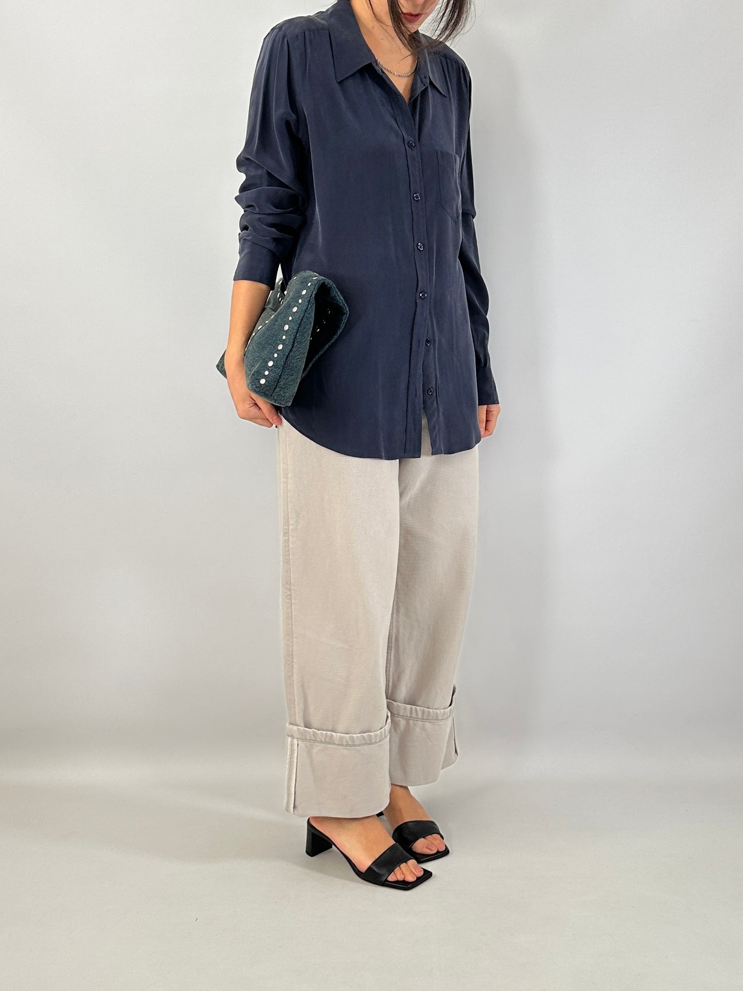 Essential washed silk blue shirt