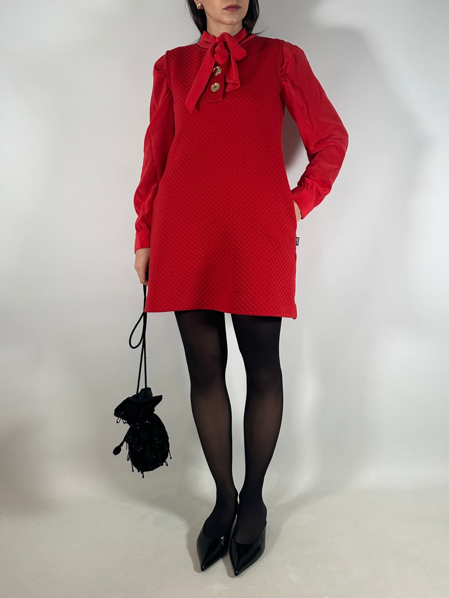 Love Moschino Quilted Red Shift Dress
