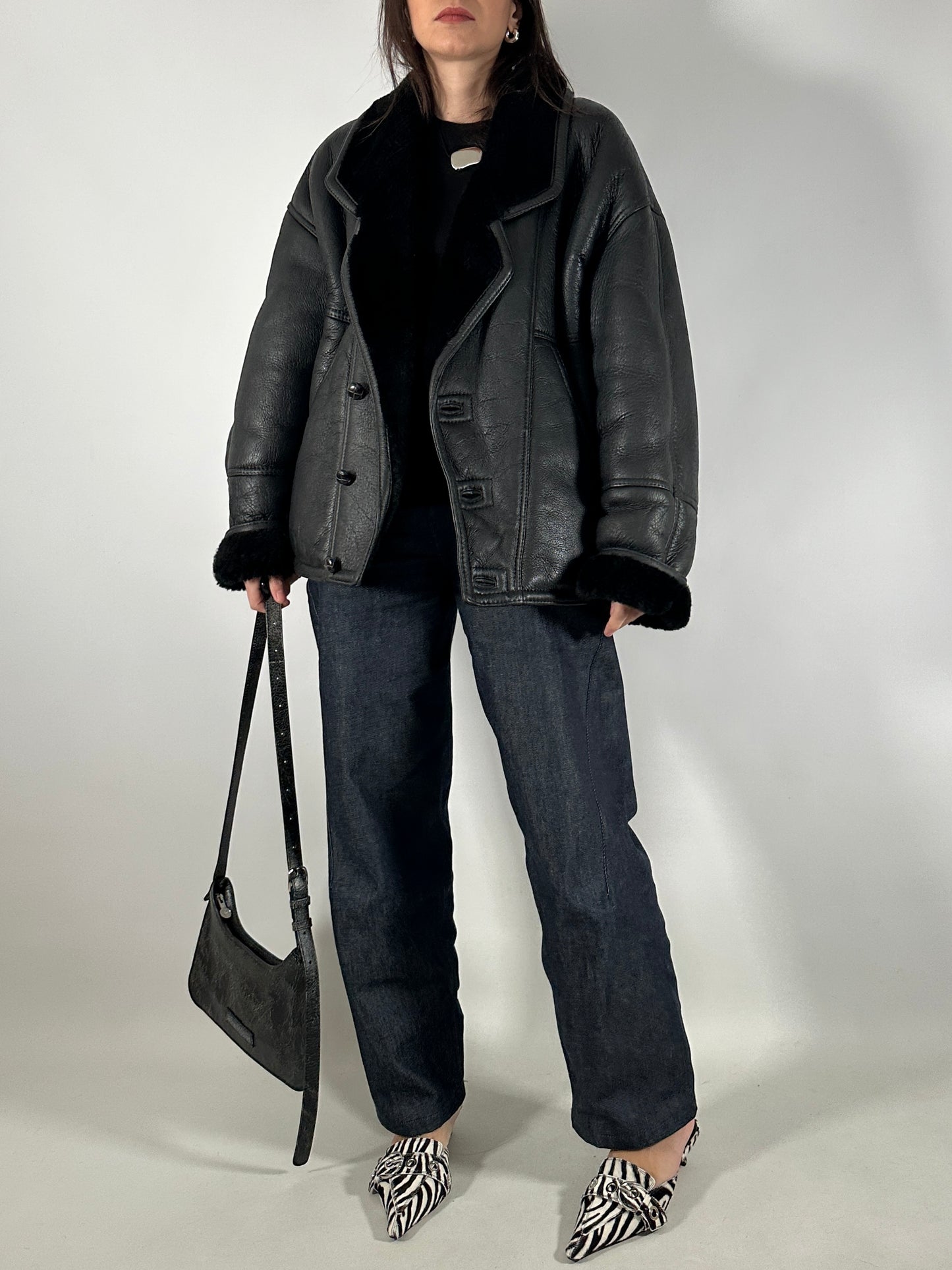 Vintage Black Shearling Jacket