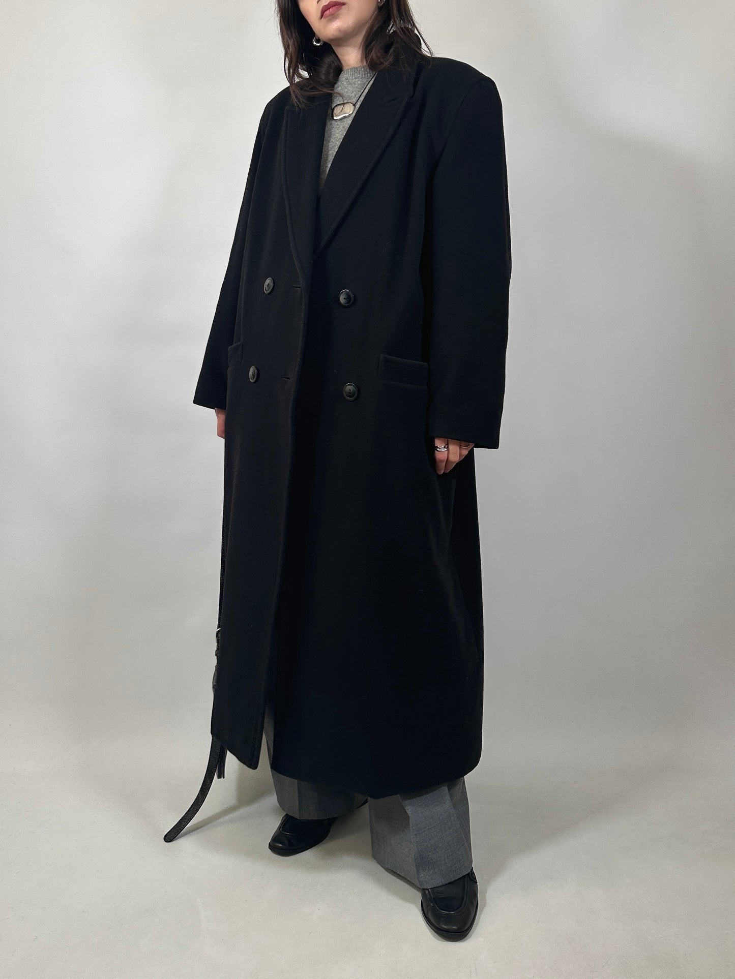Vintage Long Black Wool Coat