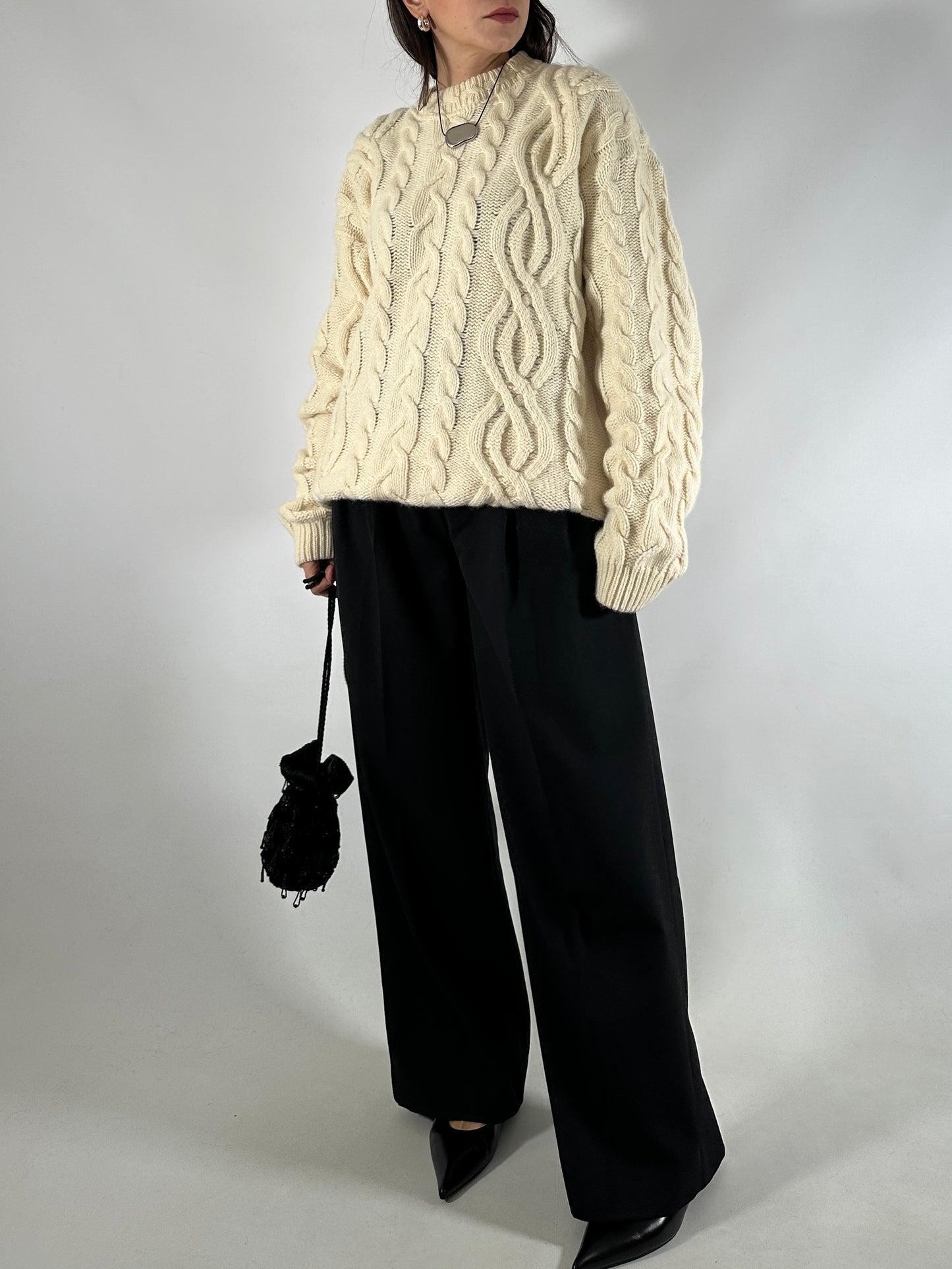 Vintage Cable Knit Wool Sweater