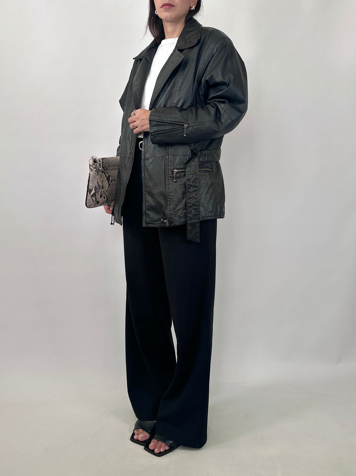 80s Belted Leather Jacket