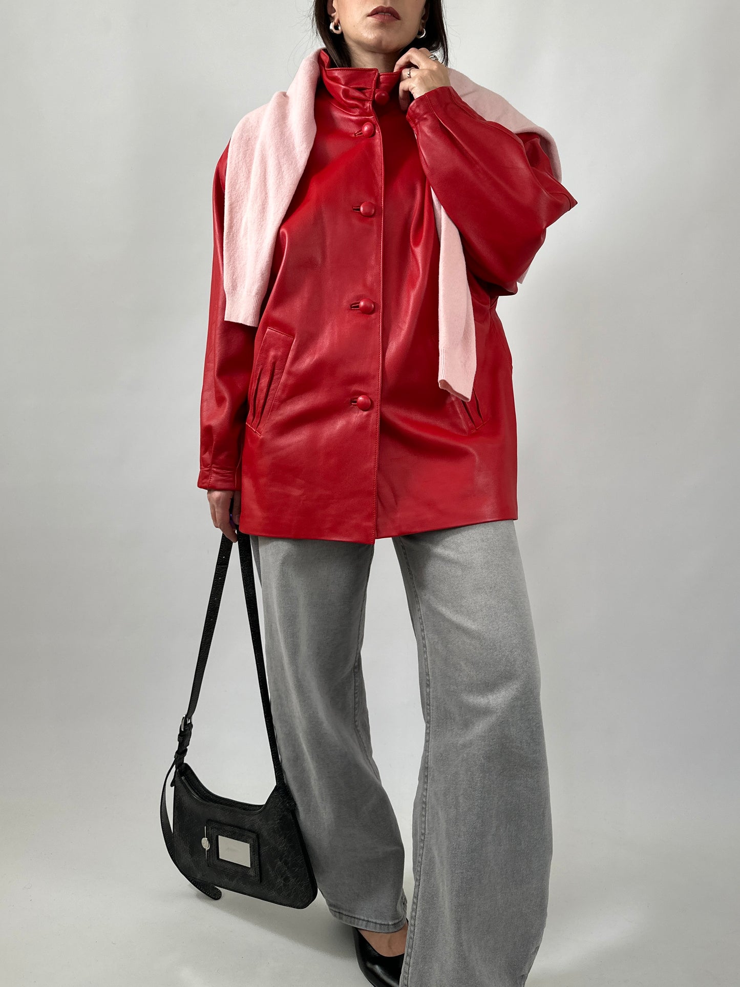 Vintage Red Leather Statement Jacket