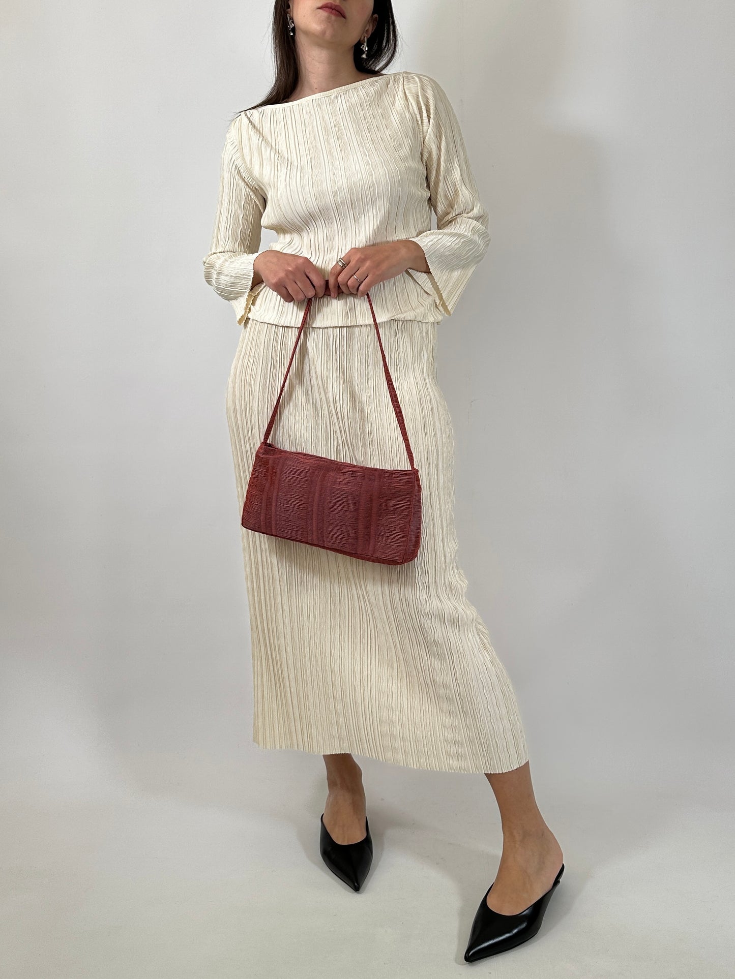 Pleated Top & Skirt Set