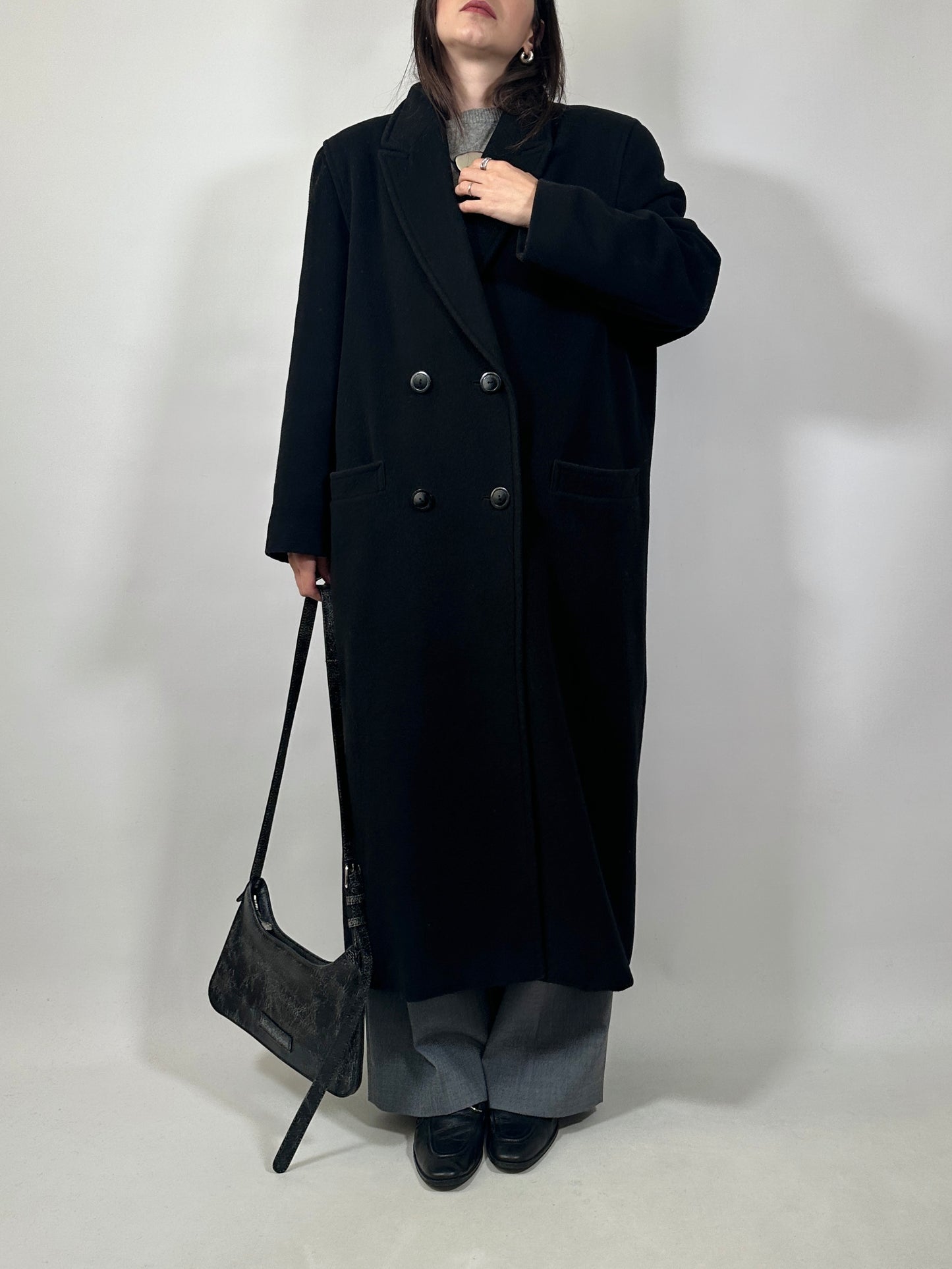 Vintage Long Black Wool Coat