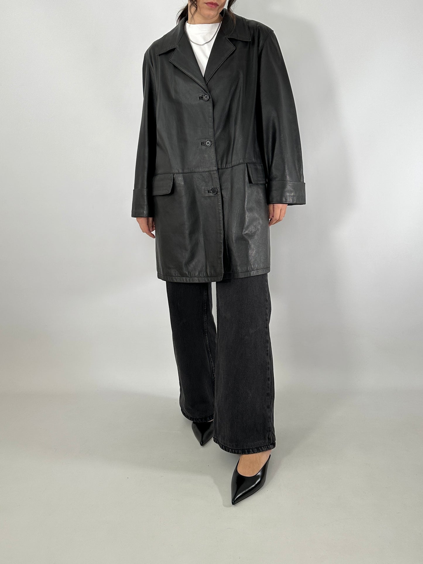 Long soft leather jacket