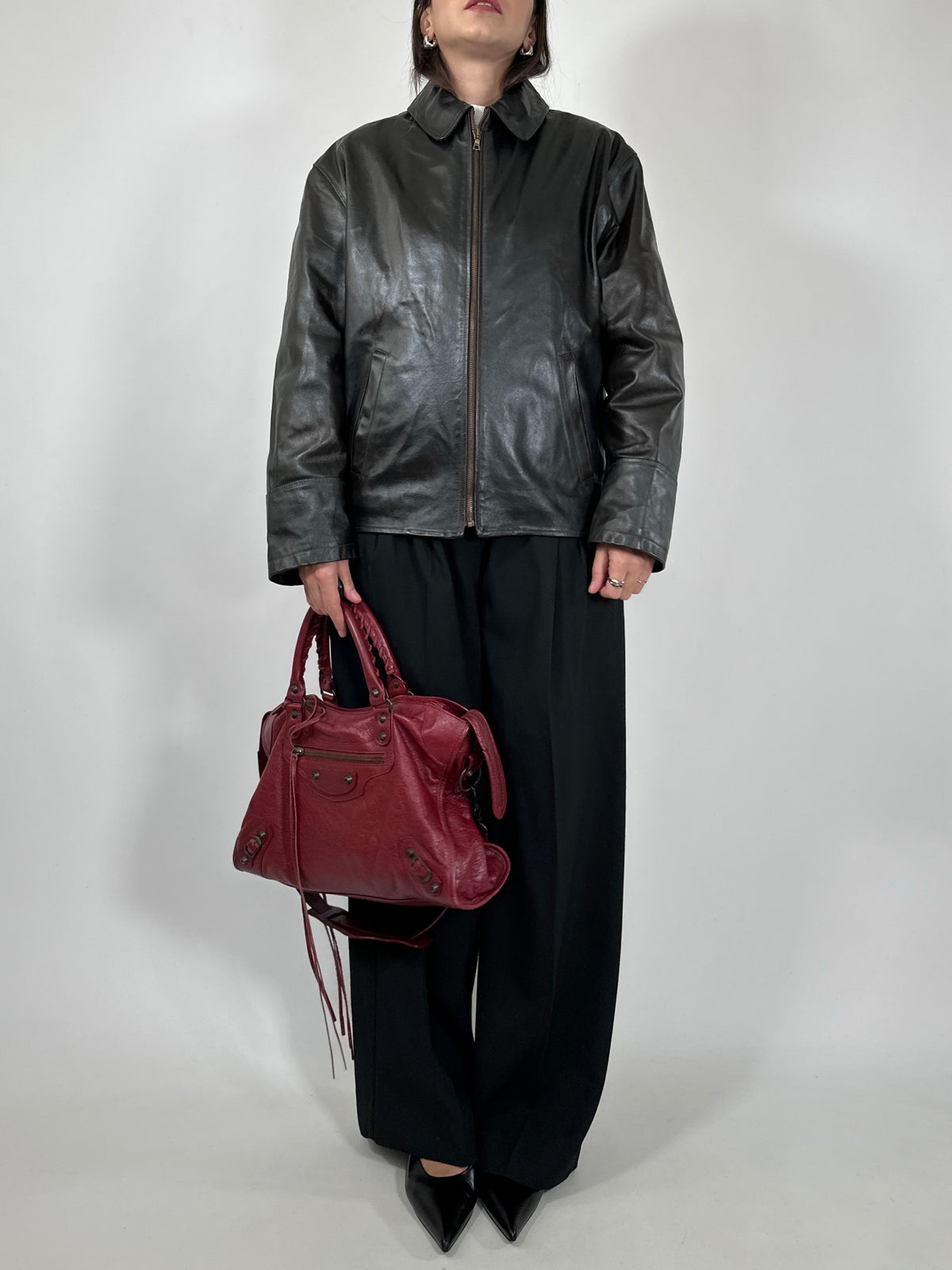 Dark Brown Patent Leather Jacket