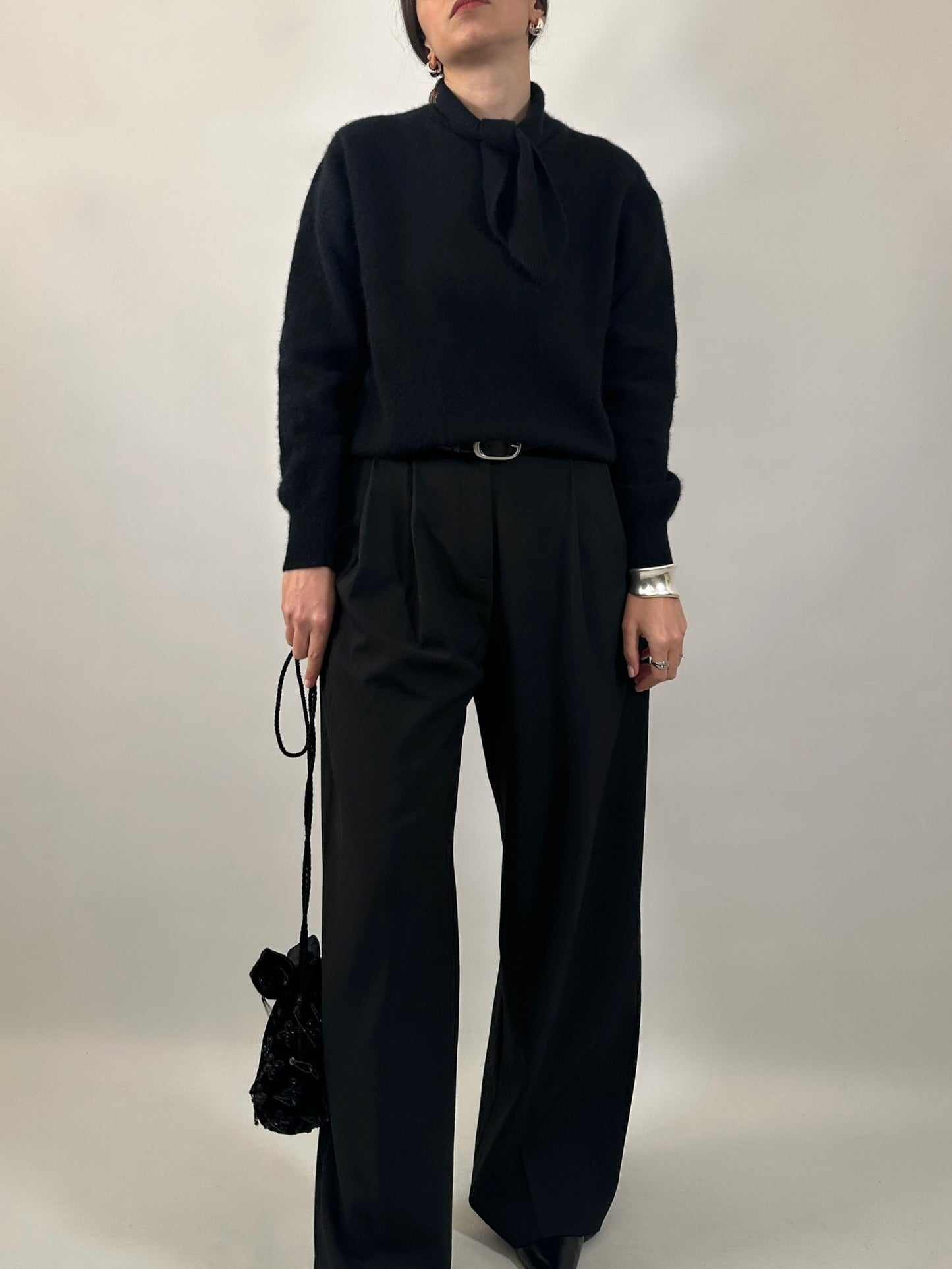 Soft Angora Bow Neck Sweater
