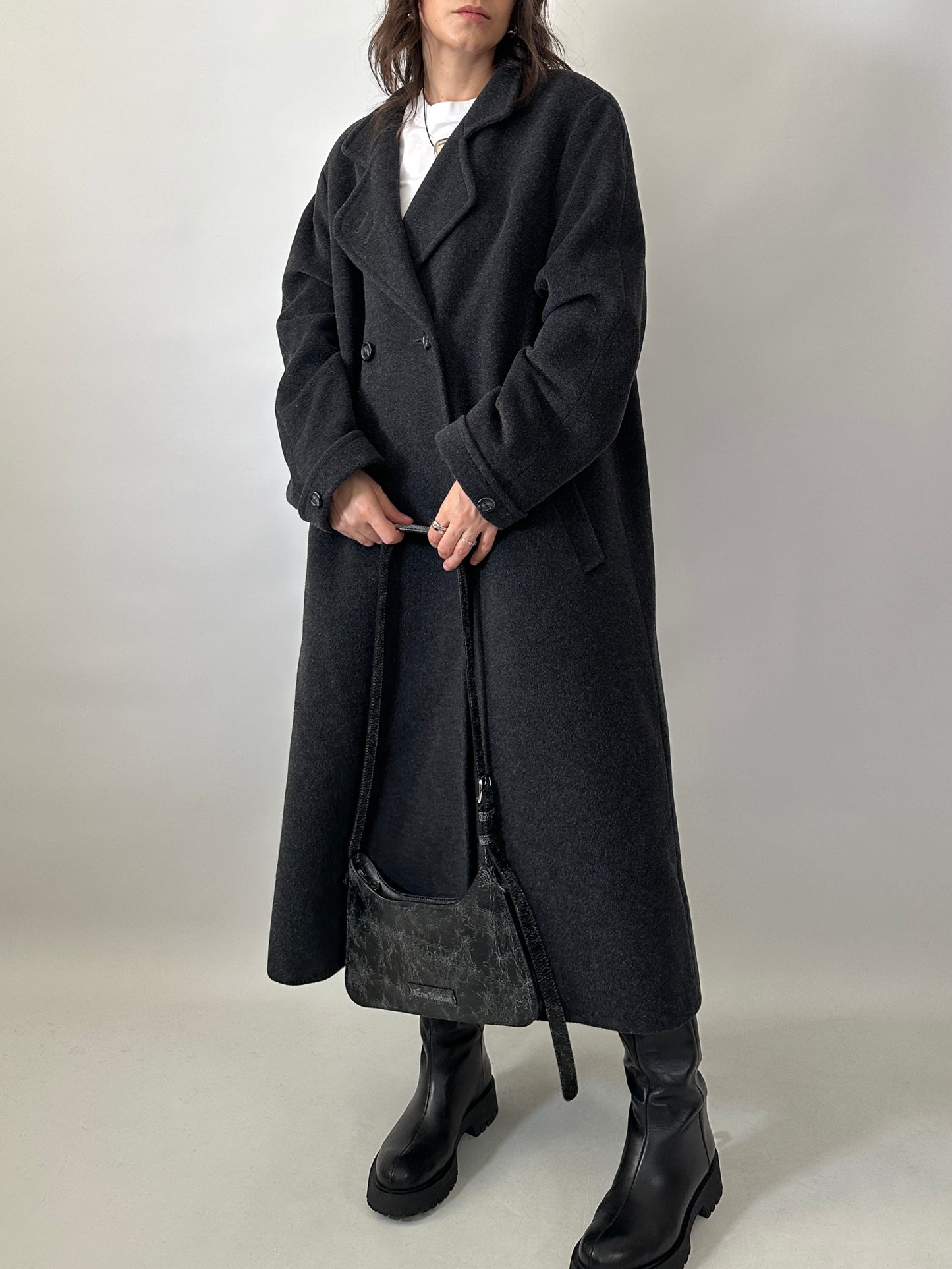 Vintage wool and kid mohair long coat - oversized fit