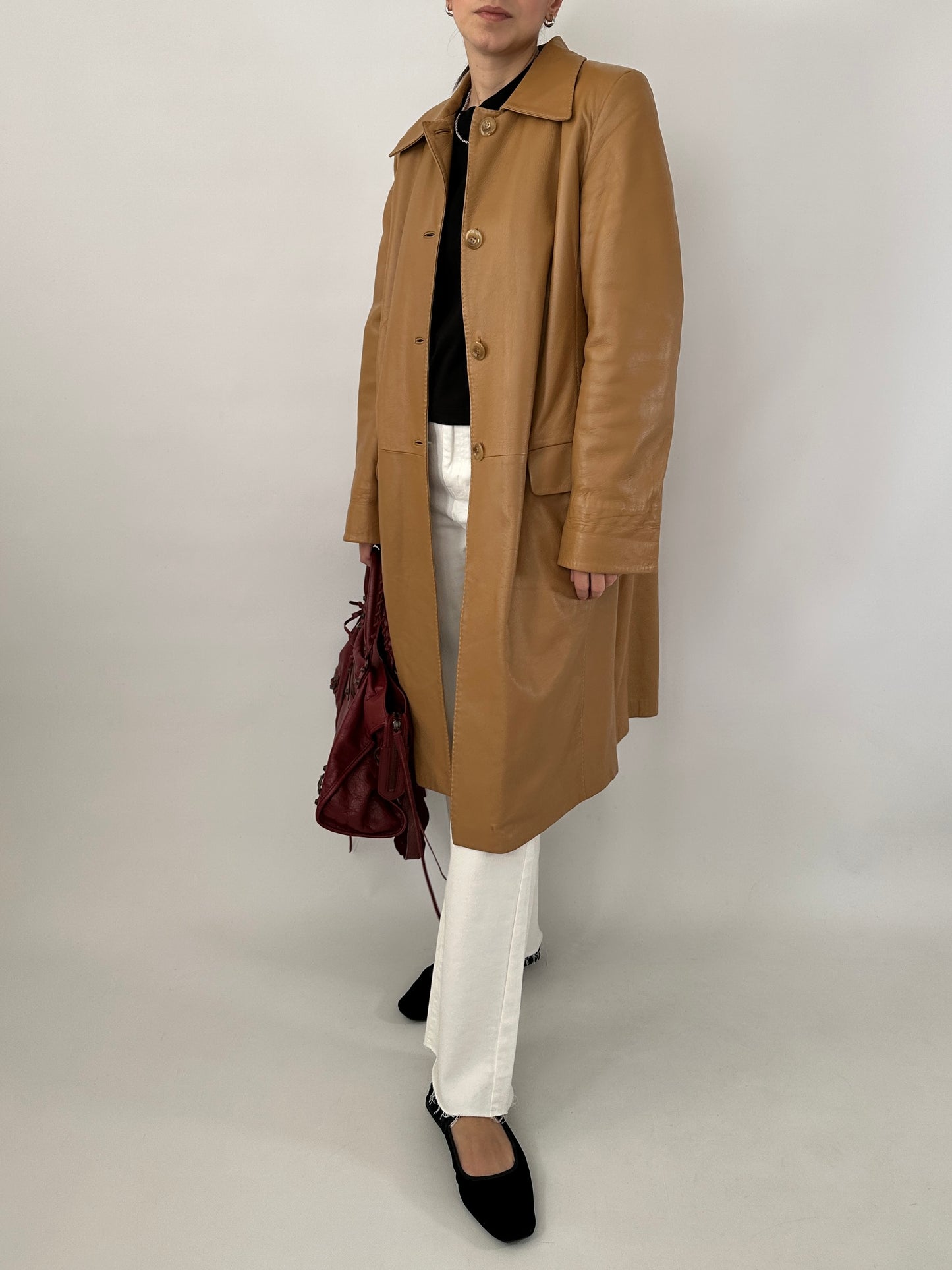 Long soft leather vintage jacket