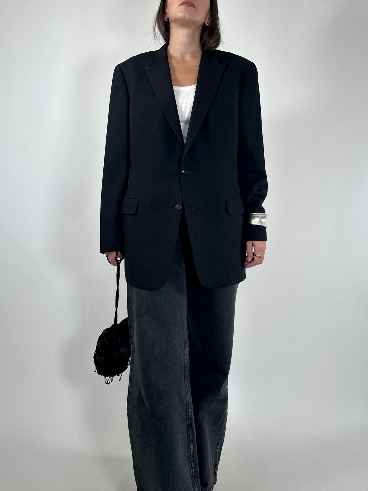 Black Wool Tailored Blazer