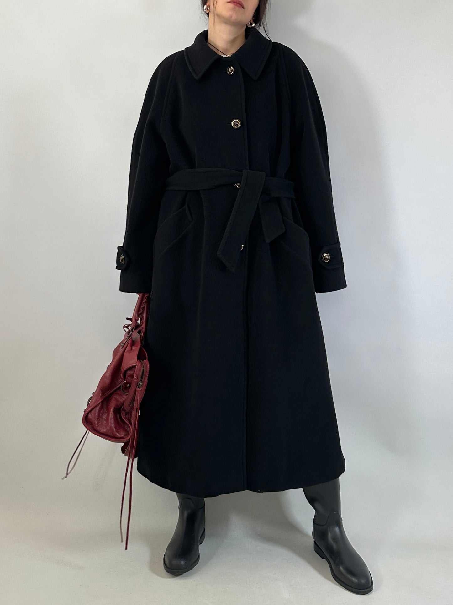 Vintage belted maxi coat