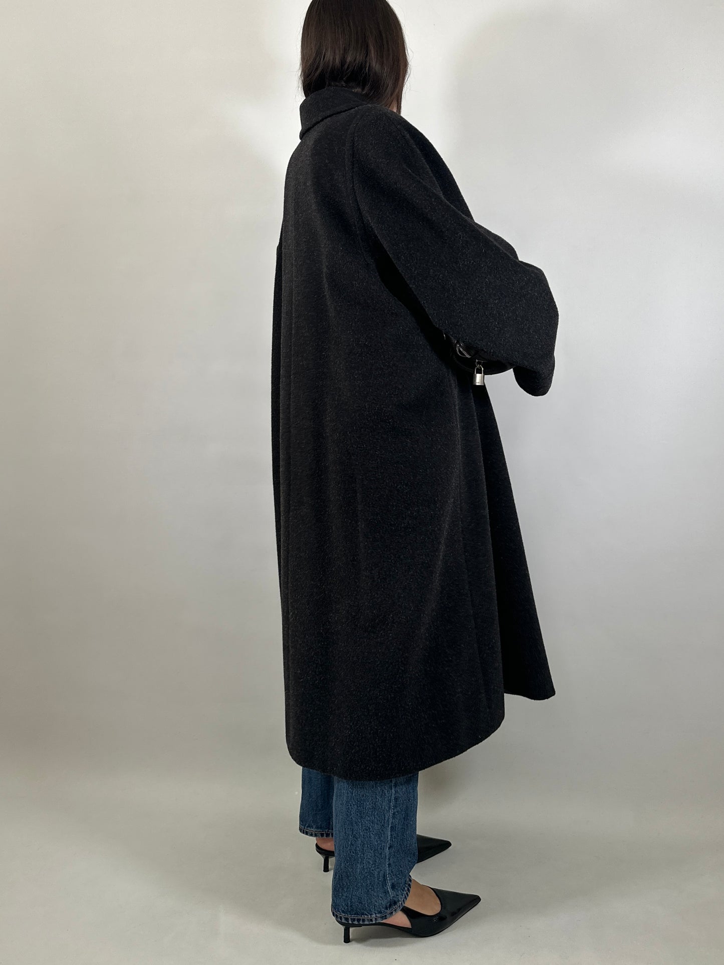 Grey Mohair Oversized Coat