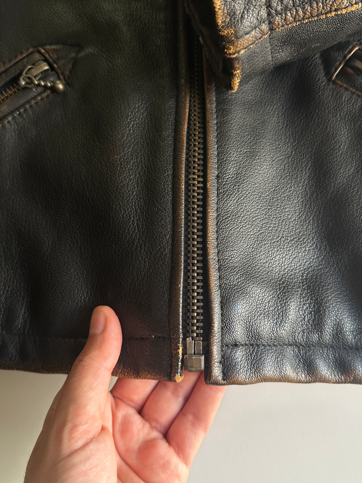 Vintage Distressed Leather Jacket