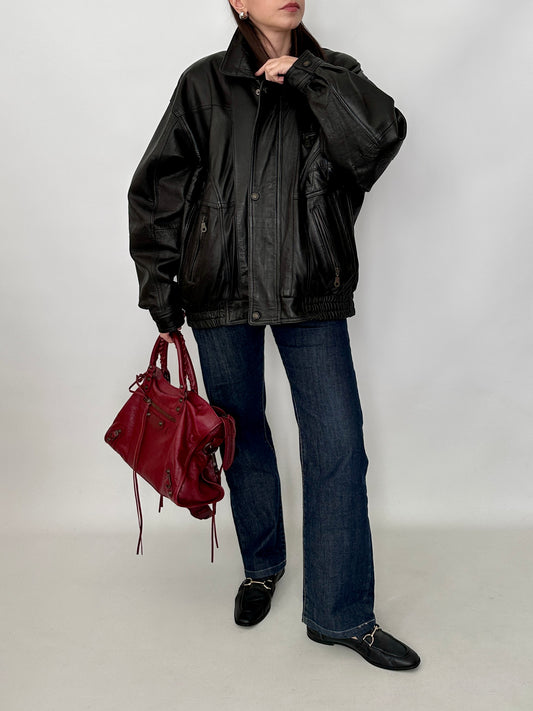 Vintage bomber jacket in lamb nappa