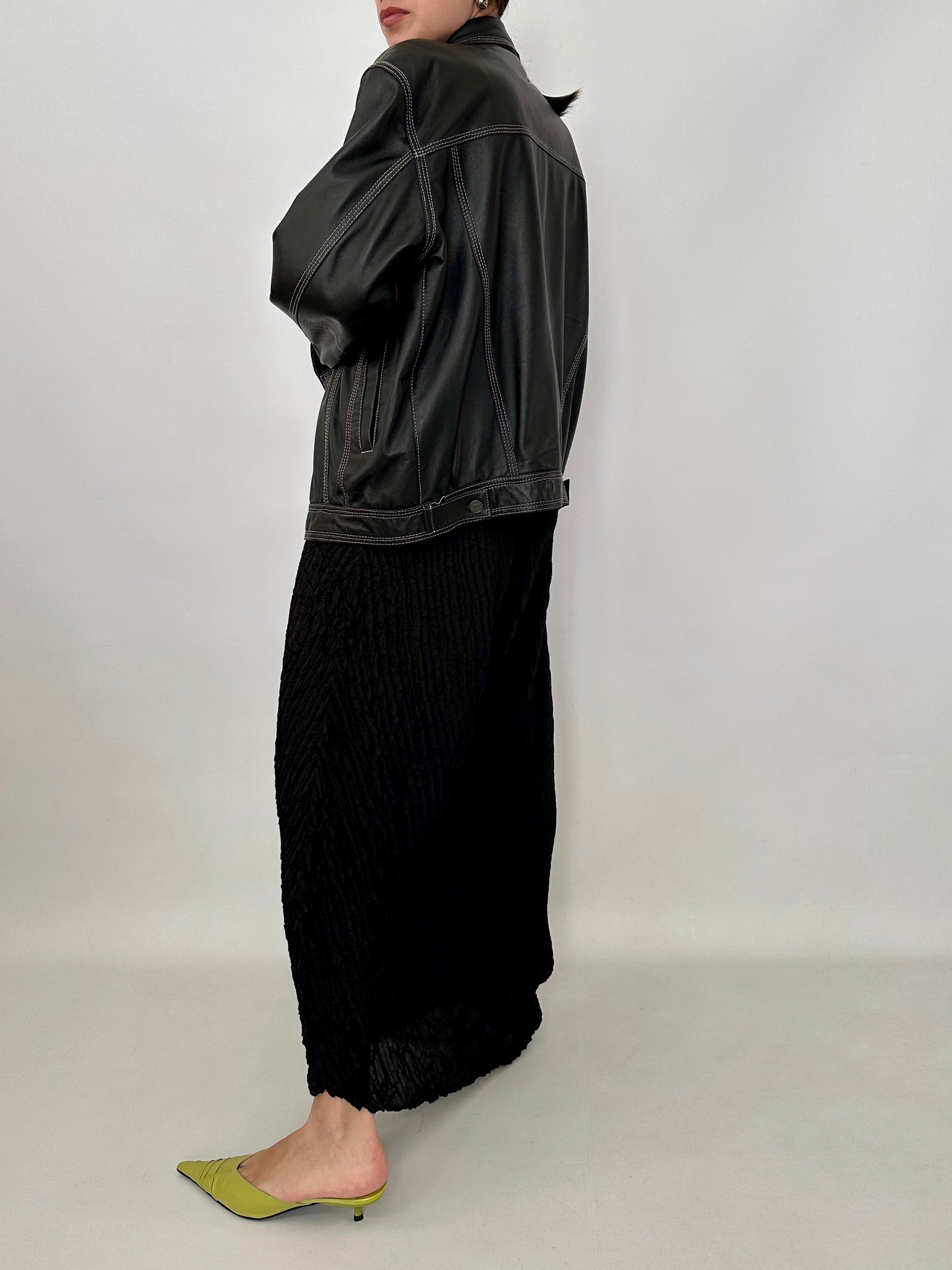 Soft leather trucker jacket