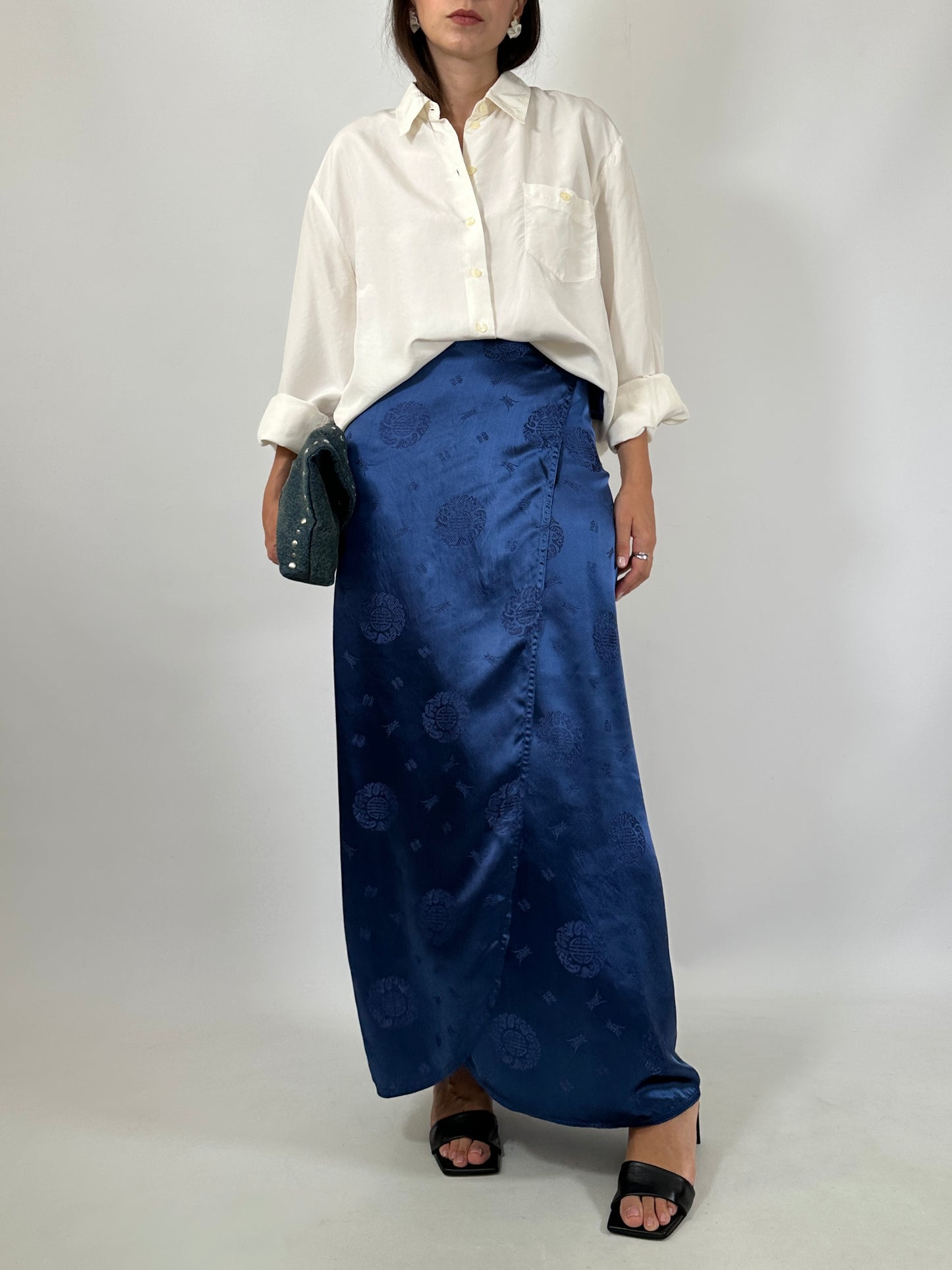 Japanese Jacquard Satin Wrap Skirt