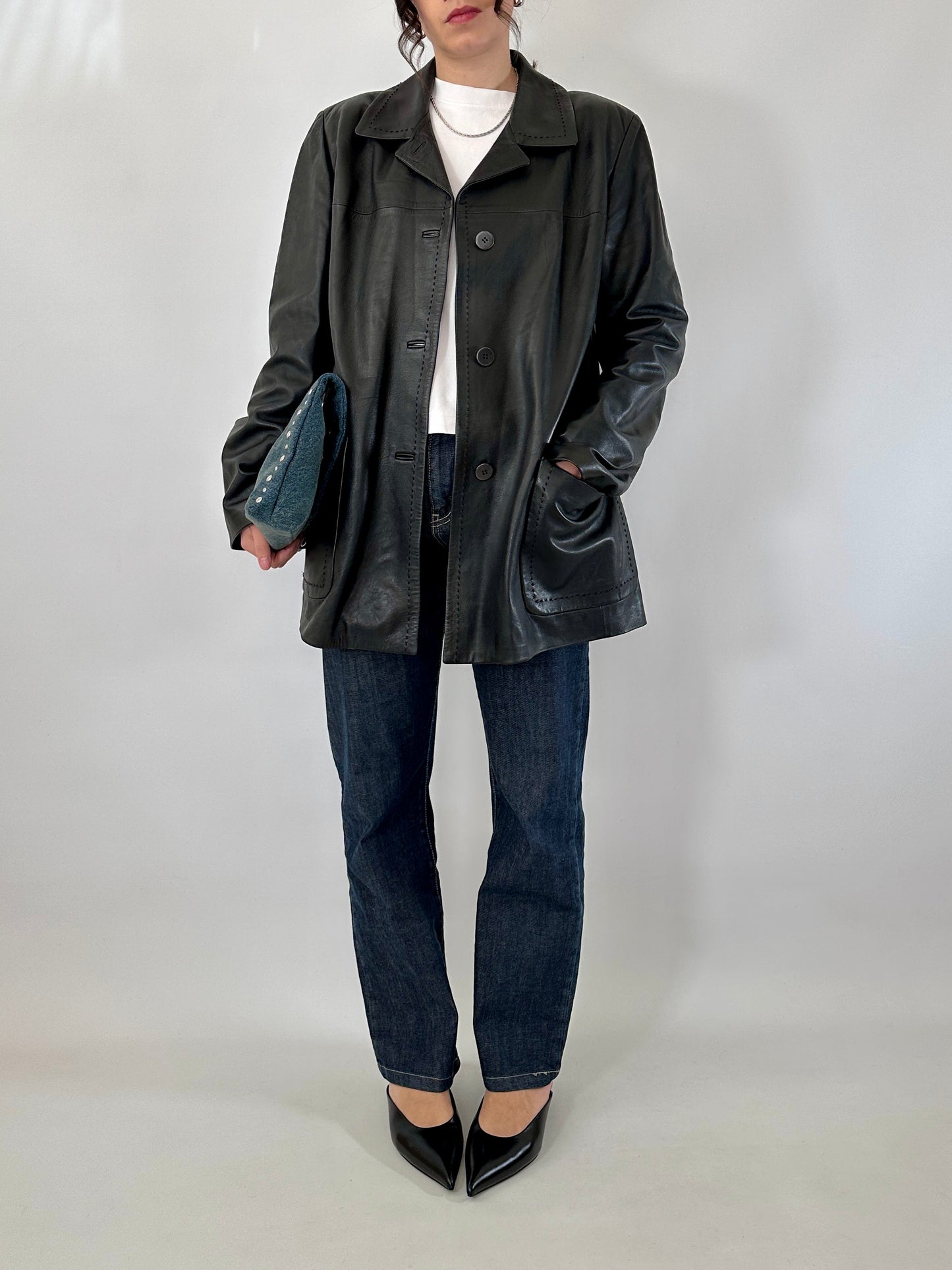 Hand-stitched soft leather jacket