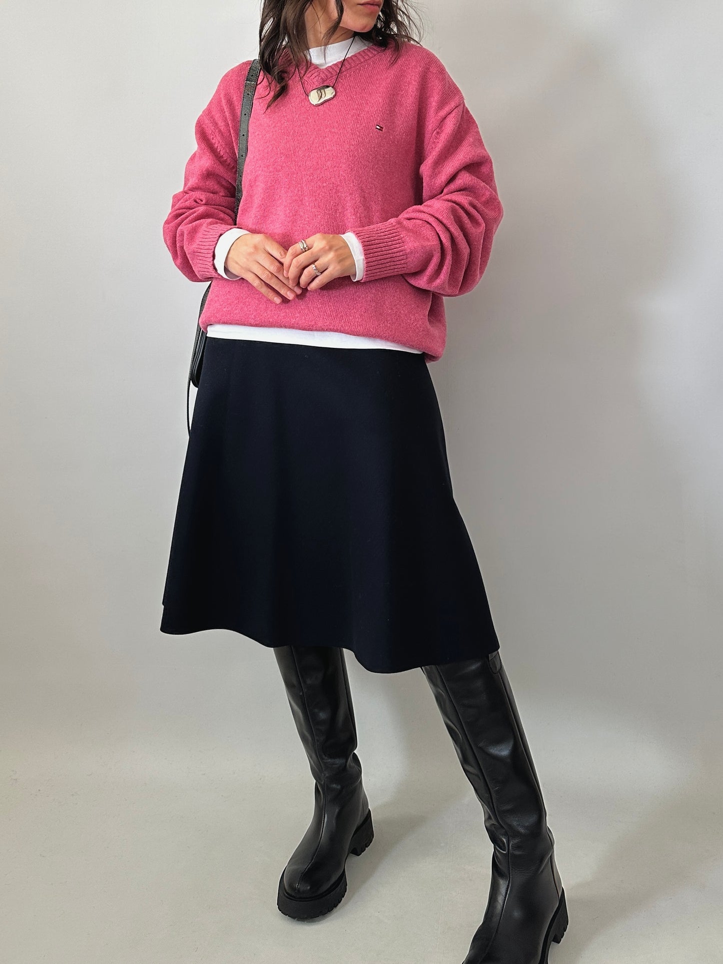 Vintage dark navy flared skirt